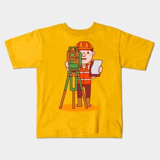 Cute Land Surveyor Cartoon Kids T-Shirt